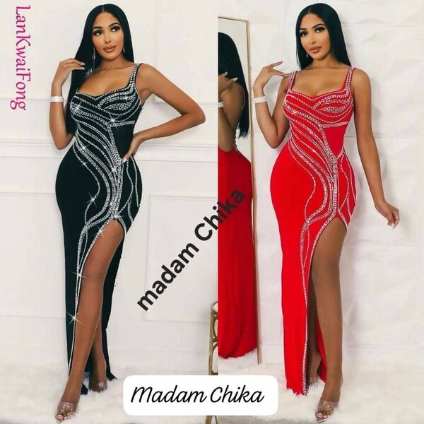 Chic robe de soirée moulante S M L XL 2xl rouge blanc , noi