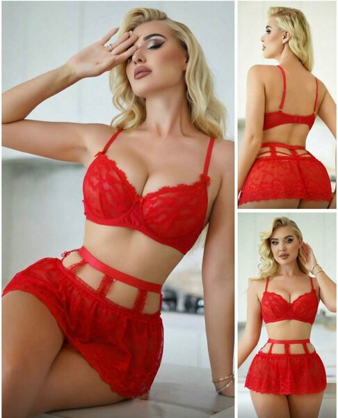Ensemble lingerie rouge en dentelle