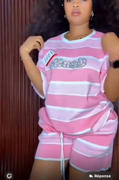 Pyjama d'été rayé rose