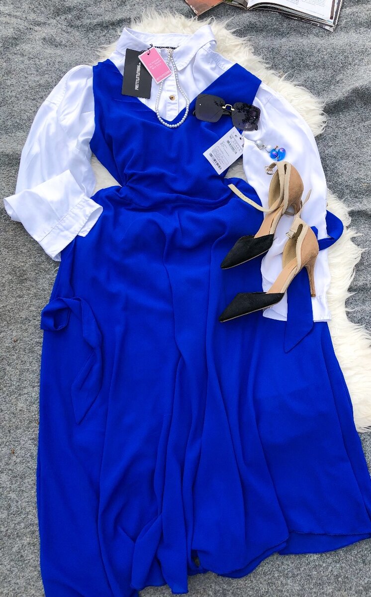 Royal blue pinafore dress