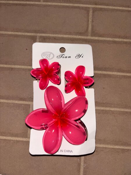 Pinces à cheveux fleur rose