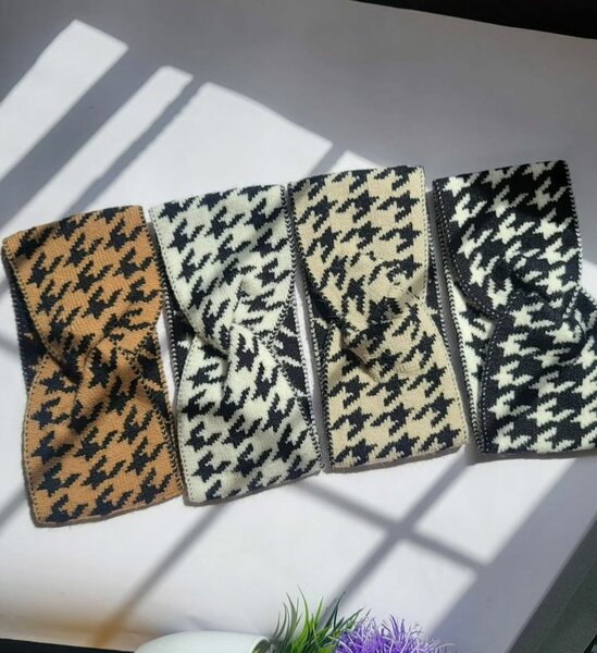 Bandeaux en tricot à motif pied-de-poule