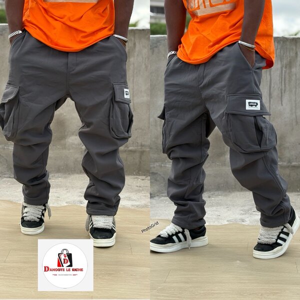 Pantalon cargo gris tendance