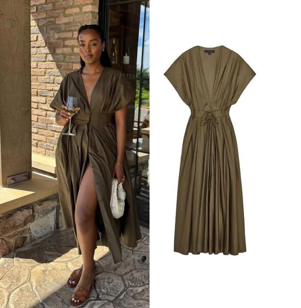 Robe longue élégante kaki