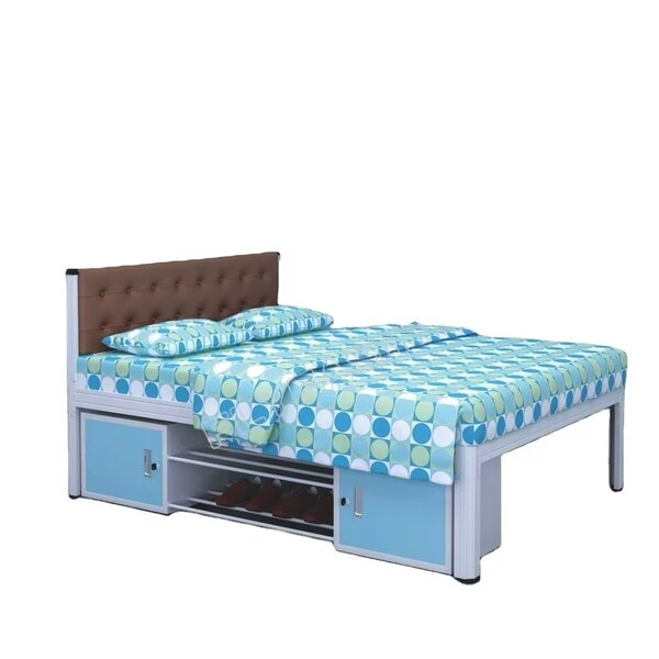 Lit avec rangement pour enfants - Blanc et bleu