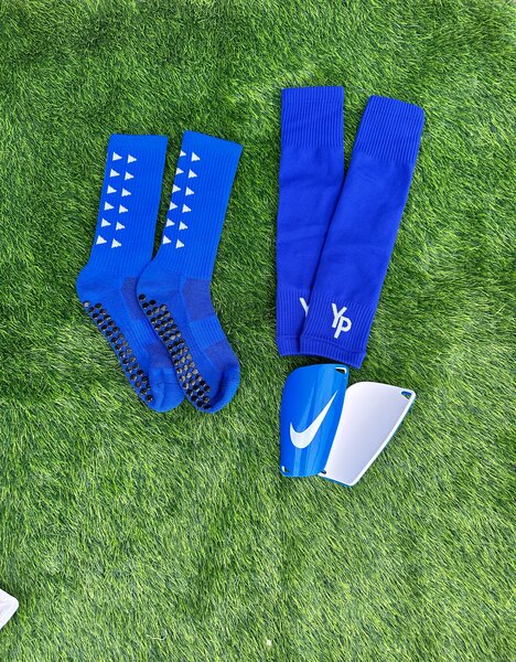 Set de Protège-tibias et Chaussettes de Football Bleu