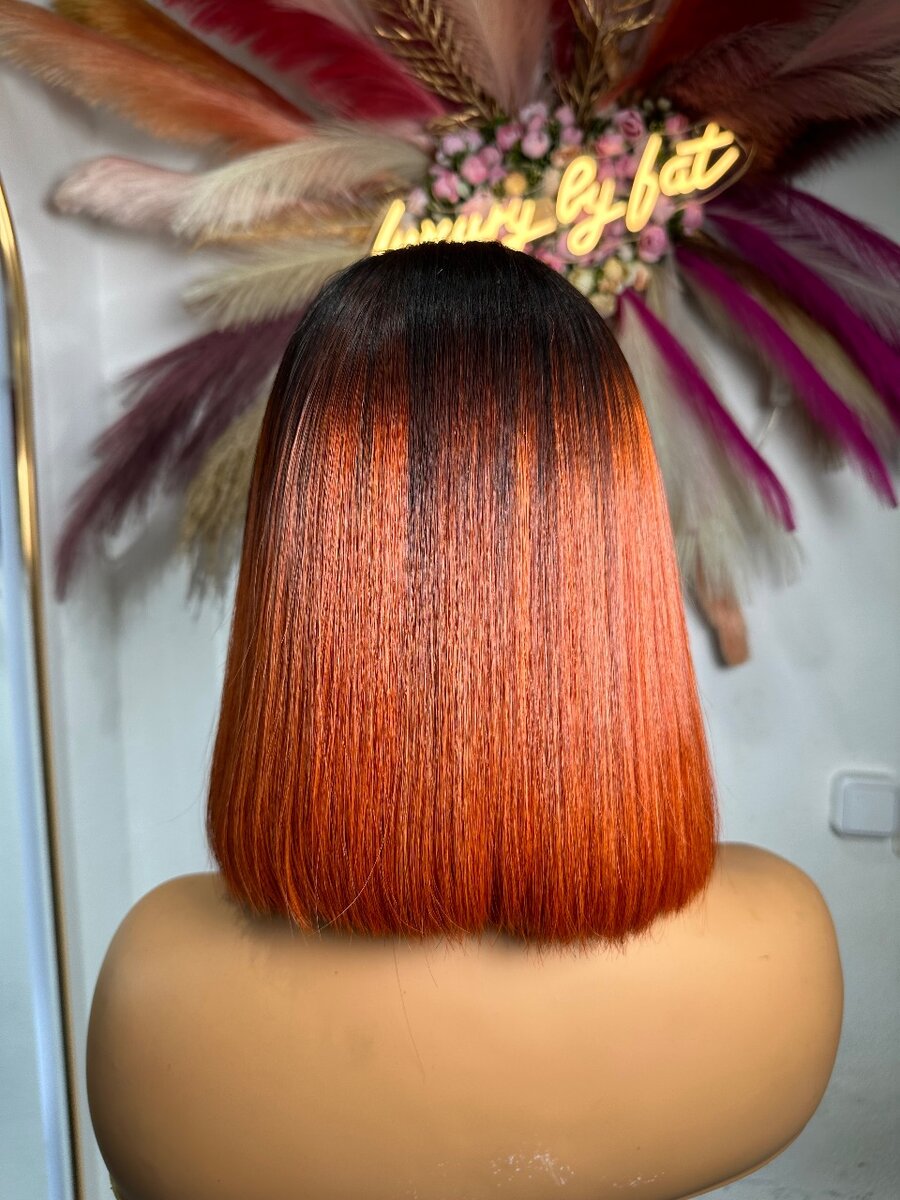 Perruque Bob Ombré Brune et Cuivrée