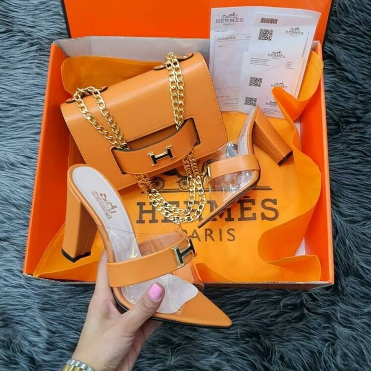 Hermès high-heeled sandals with bag