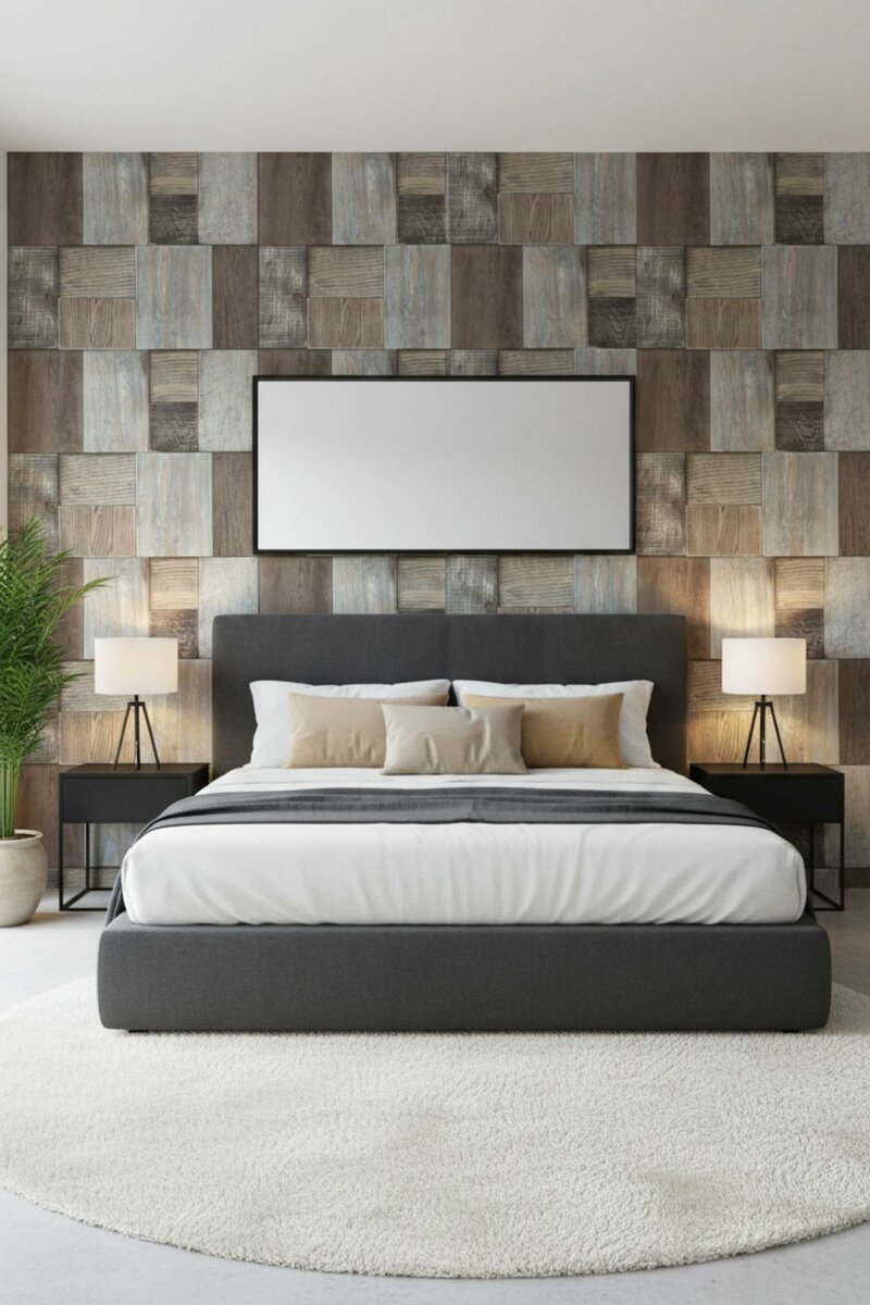 Papier peint effet bois moderne