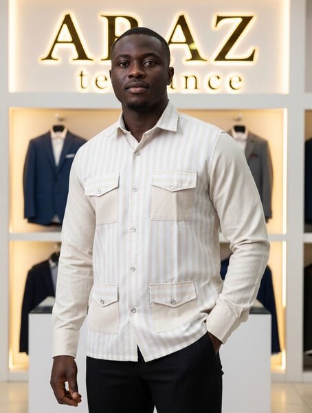 Chemise blanche à rayures pour