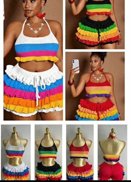 Ensemble coloré en crochet