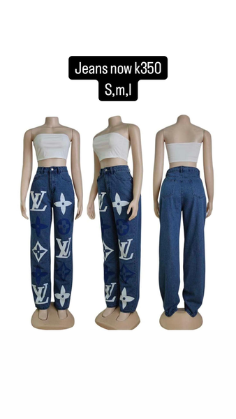 blue jeans with logos