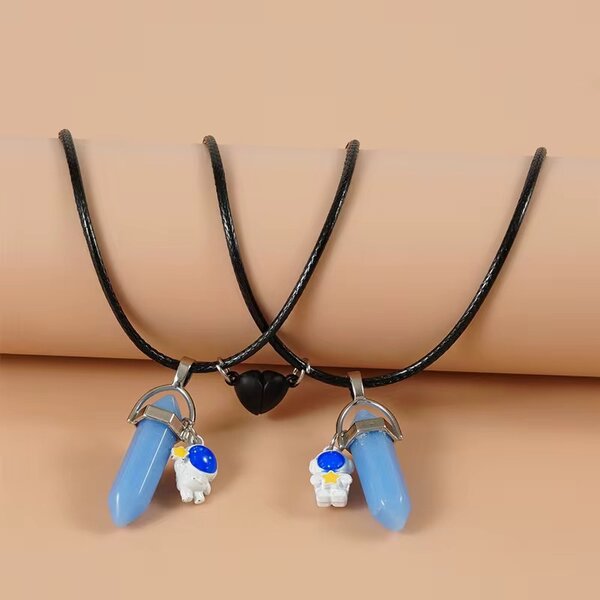 Glowing in Dark moonstone couples or besties necklaces