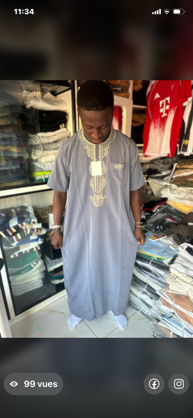 Caftan homme luxueux en coton