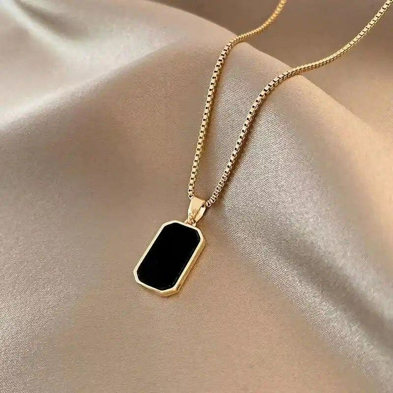 Onyx totem Gold and silver shaped pendant necklace big