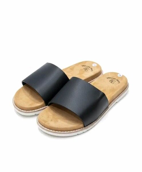 Sandales plates en cuir noir pour femme