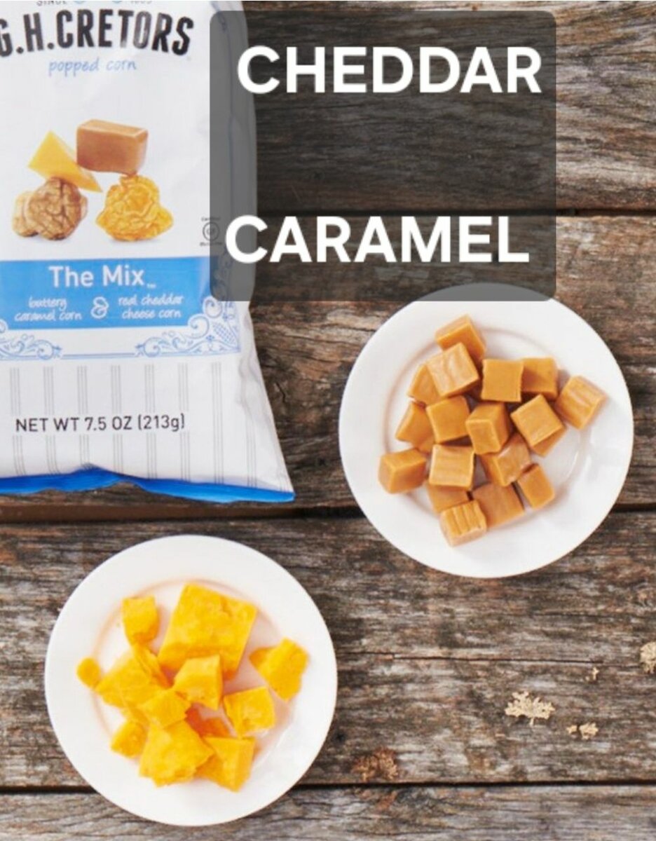 Popcorn mix cheddar caramel