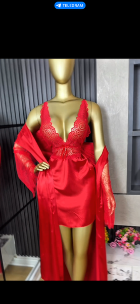 Nuisette satin rouge élégante