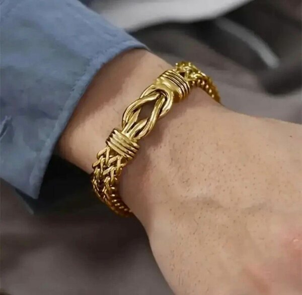 Bracelet Homme en Acier Inoxydable Doré