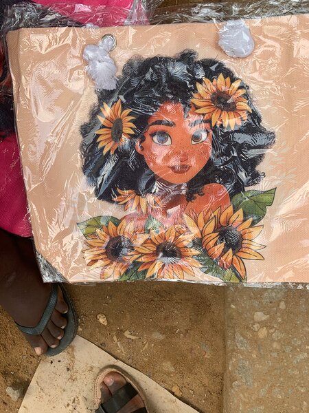 Sac motif fille et tournesols