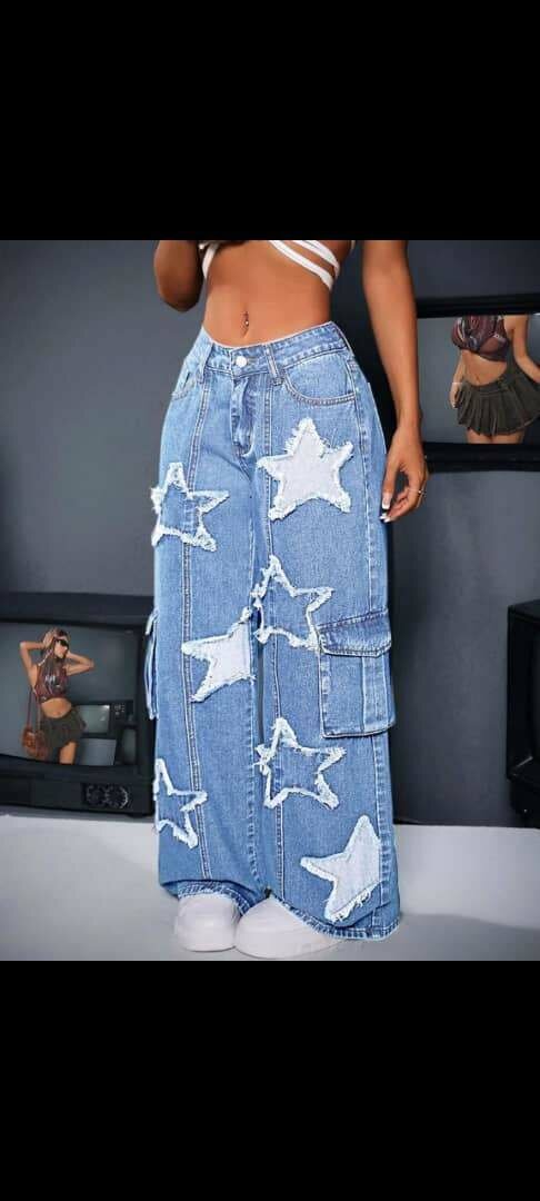 Jeans larges créatifs femmes