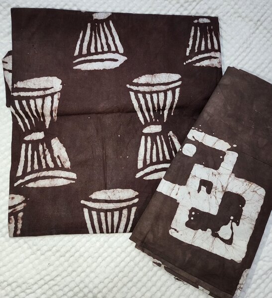 Tissu en wax marron artisanal