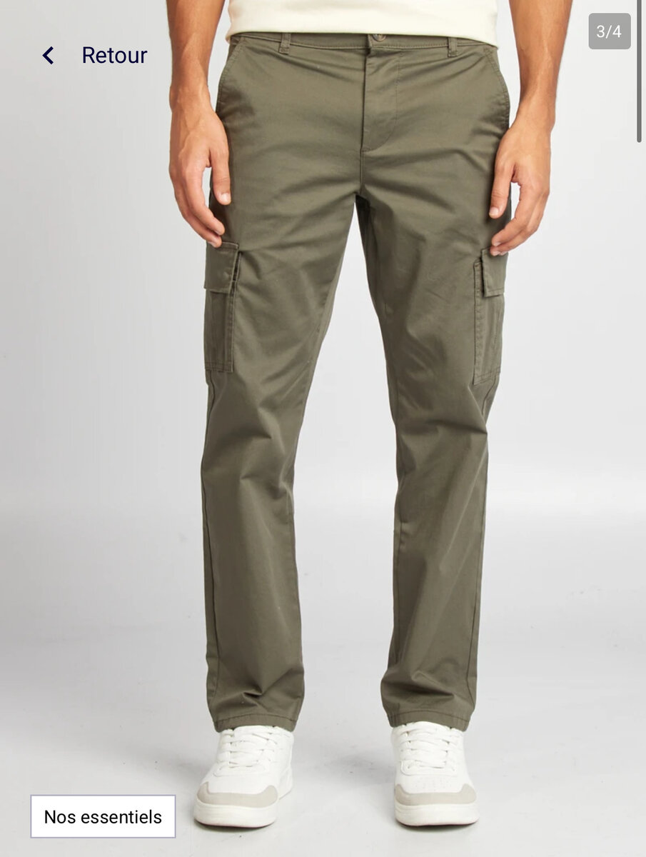 Pantalon cargo kaki homme