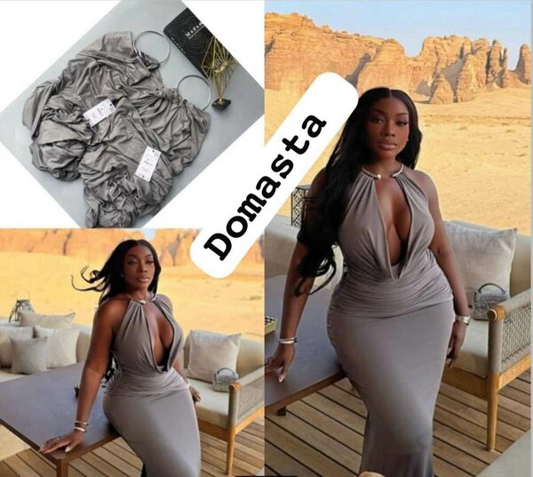 Robe longue grise pour femme