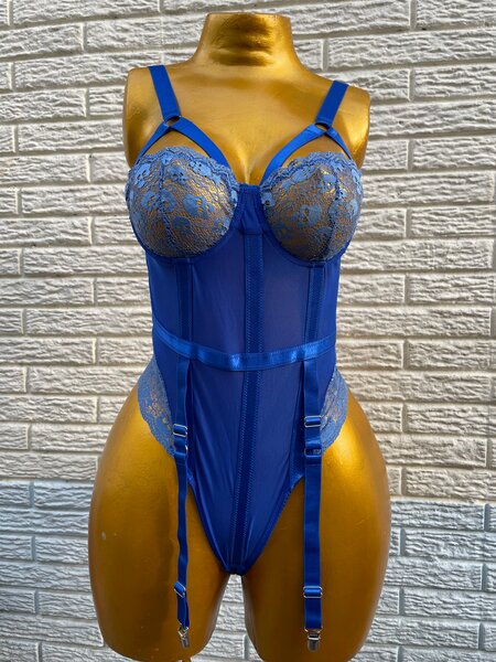 Body en dentelle bleu sexy