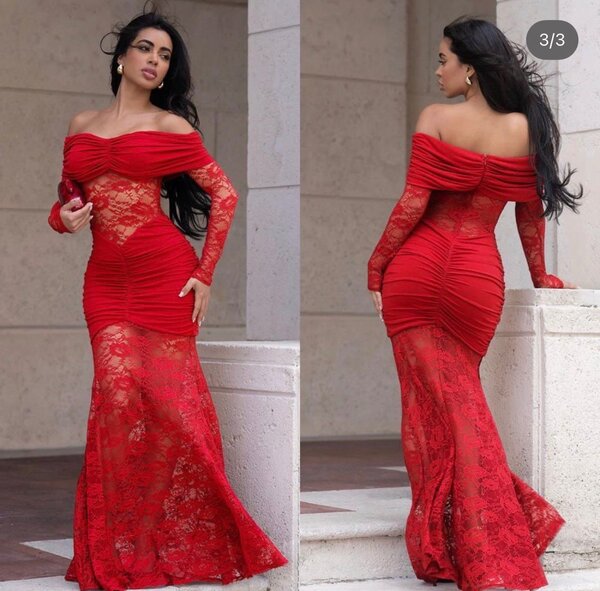Robe longue en dentelle pour femmes