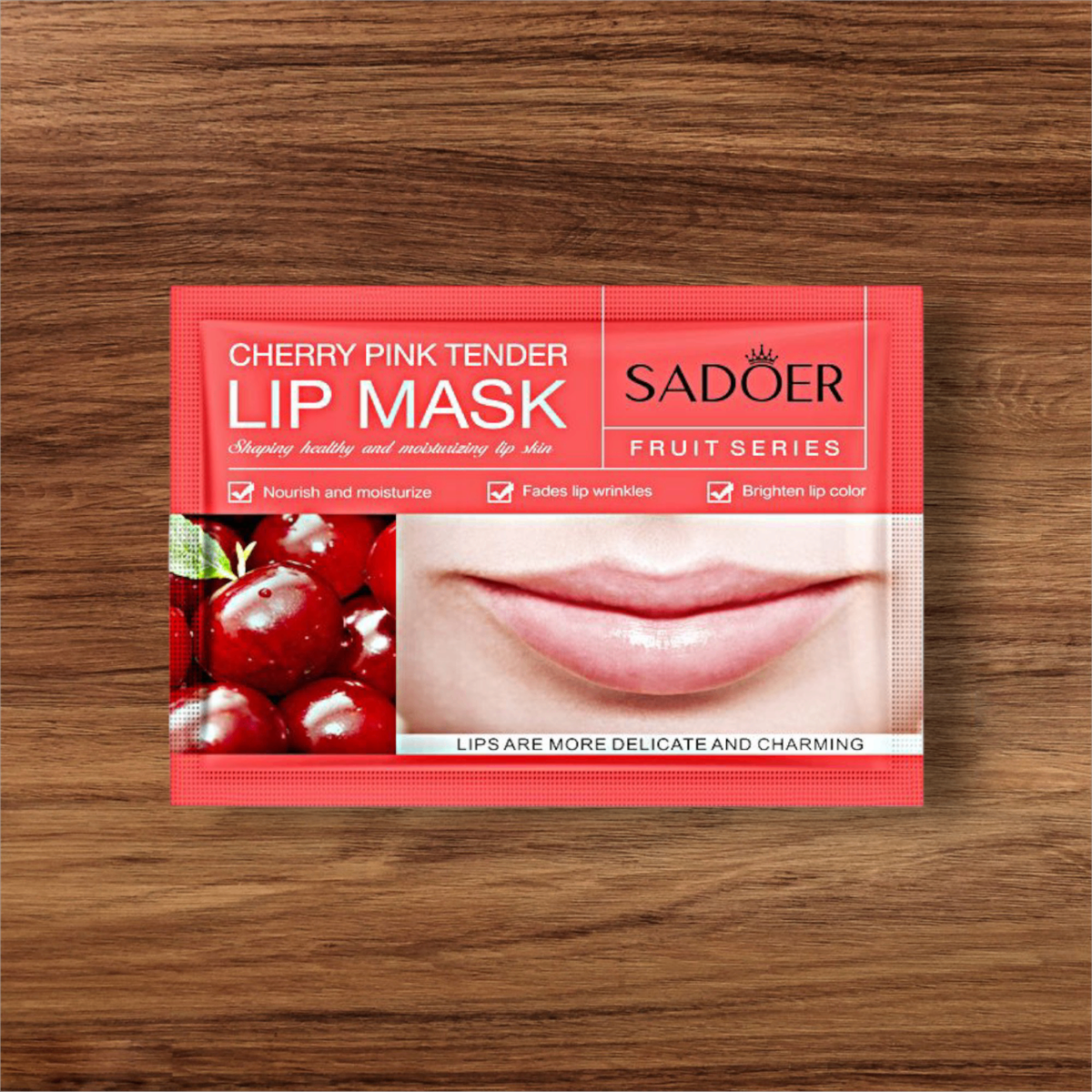 Cherry pink tender lip mask