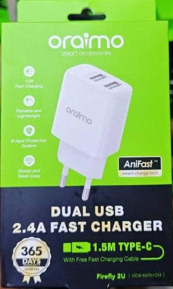 Chargeur Rapide USB Oraimo 2.4A