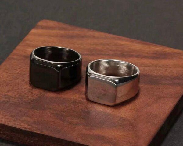Bague Homme Noir et Argent
