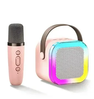 K12 Karaoke Machine Portable 5.3 PA Bluetooth Speaker System with 1 and 1 Wireless Microphones Home Family Singing Children's Gifts