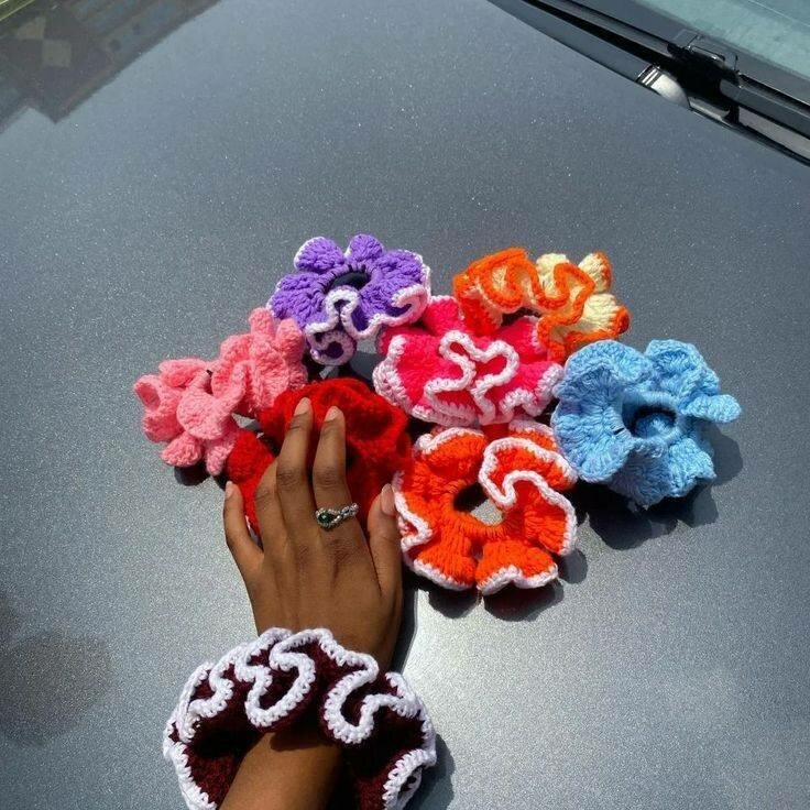 Chouchou en crochet coloré