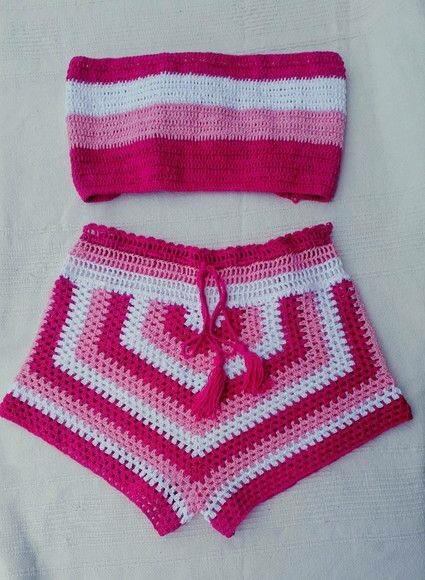 Ensemble crochet rose été