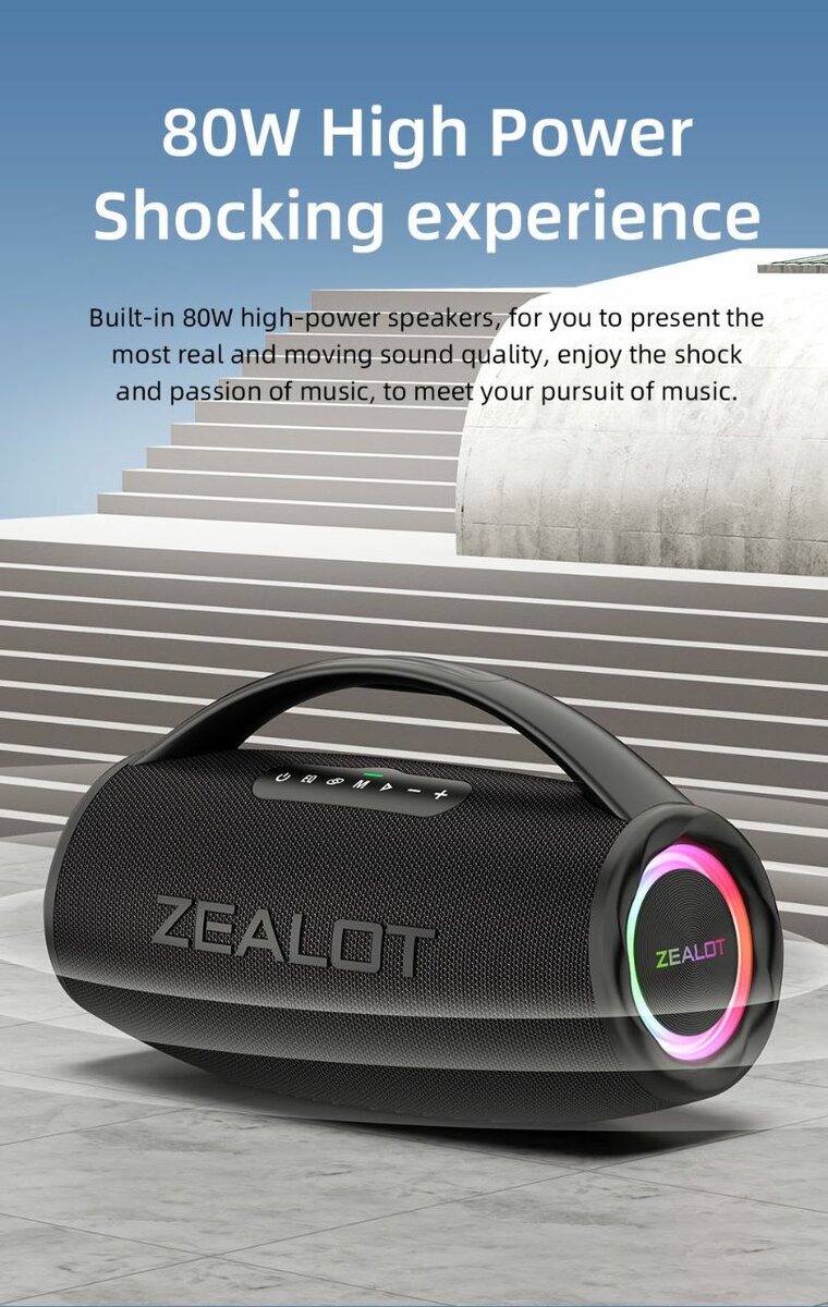 Enceinte Bluetooth Puissante 80W Zealot