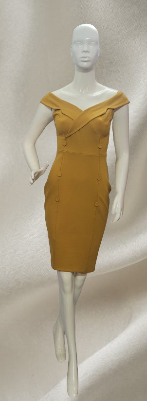 Robe ajustée épaule dénudée élégante