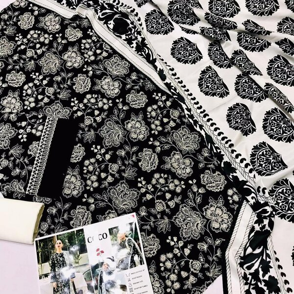 3 Pcs Woman's Unstitched Suit