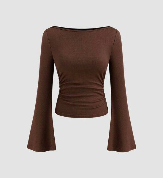 Top ample manches longues marron
