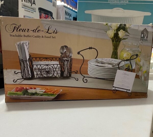 Fleur-de-lis Stackable buffet caddy & easel set