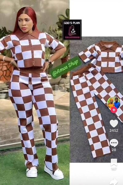 Pantalon en tricot multicolore