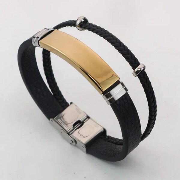 Bracelet cuir et acier inoxydable