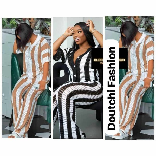 Ensemble tricot rayé chic