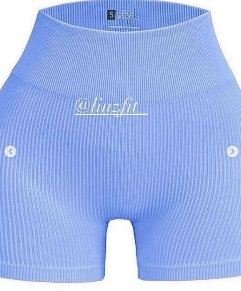 Ribbed skinny shorts, light blue