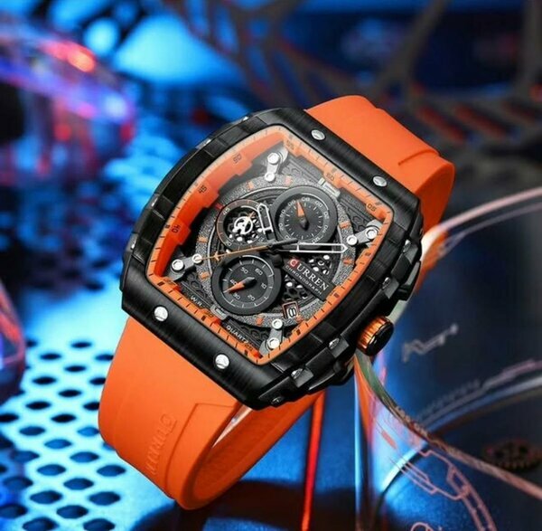 Montre Curren sport silicone orange - neuve