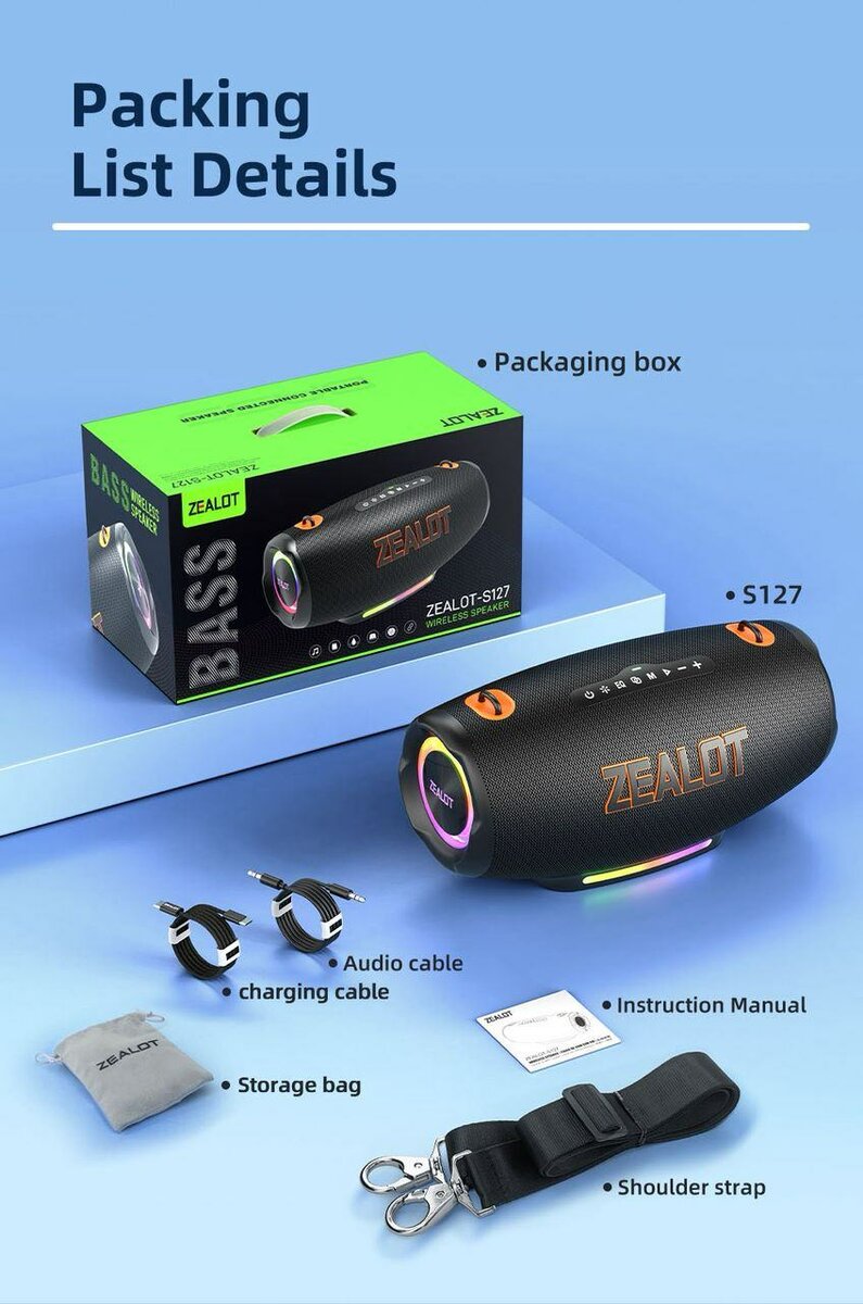 Enceinte Bluetooth 100W ZEALOT