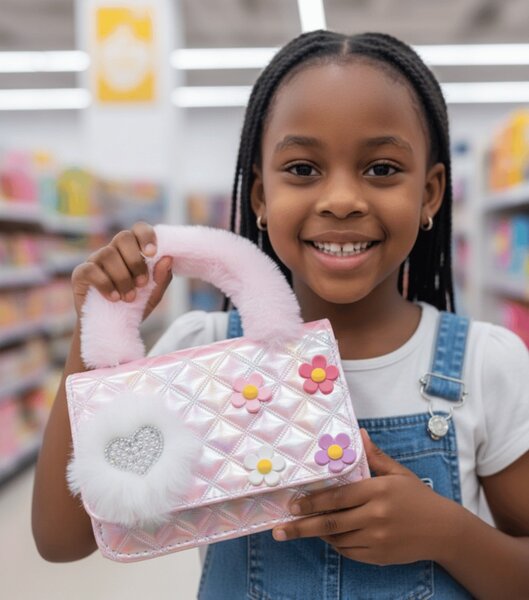 Sac à main fille rose peluche