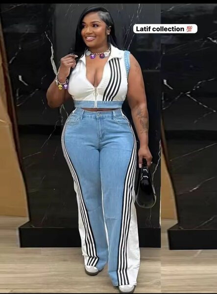 Jean avec bande sport chic