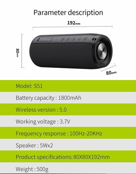Enceinte Bluetooth zealot s51